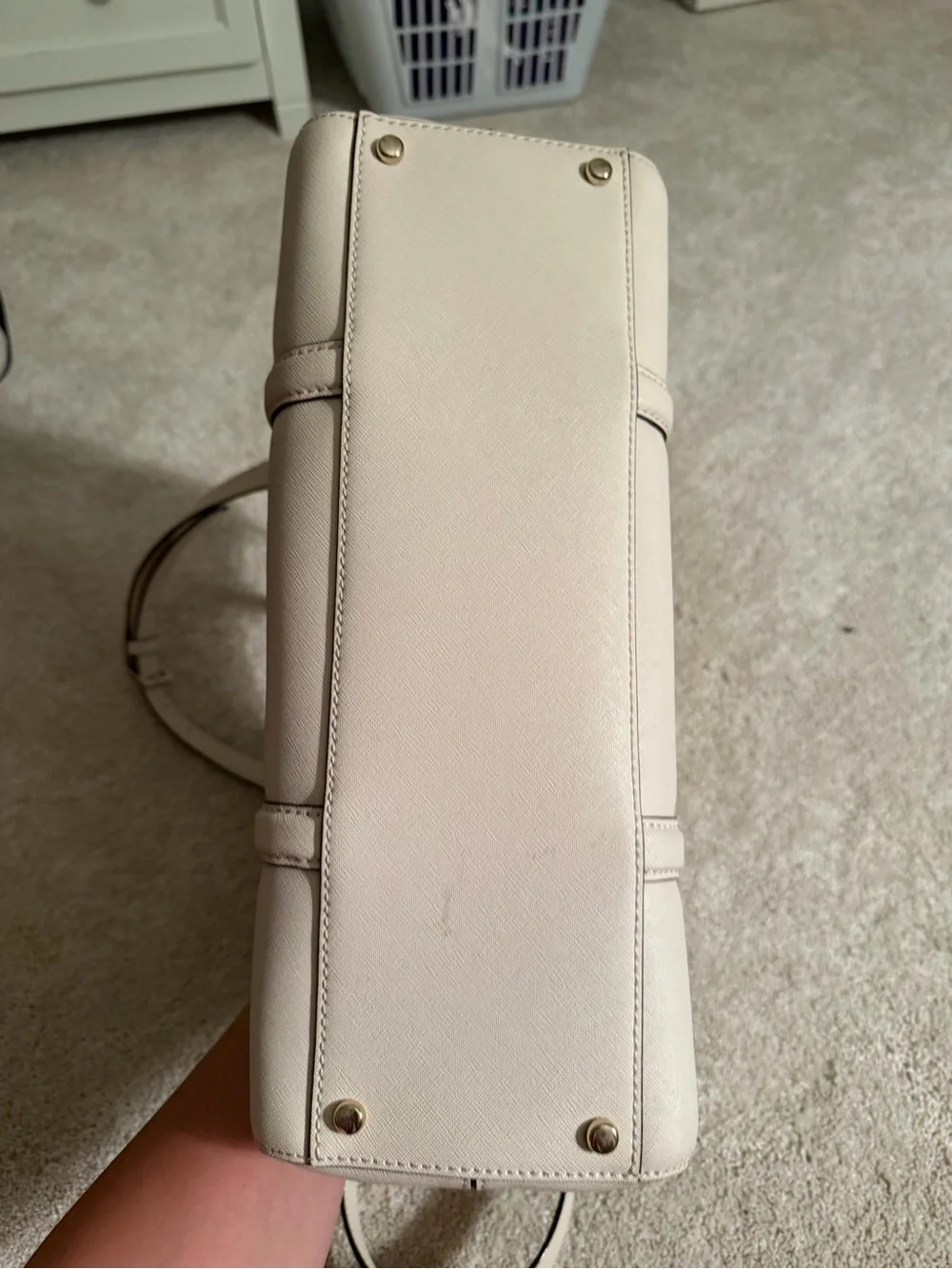 Kate Spade Pebbled Leather Satchel in Light beige
